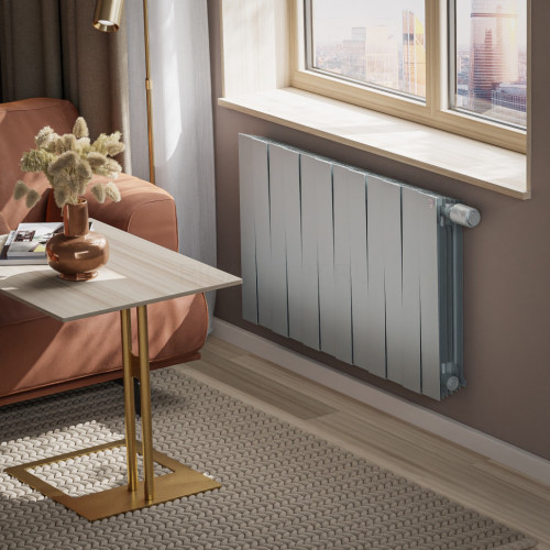 Радиатор биметаллический Royal Thermo PianoForte 500 Silver Satin 12 секций, нижнее подключение VDR80