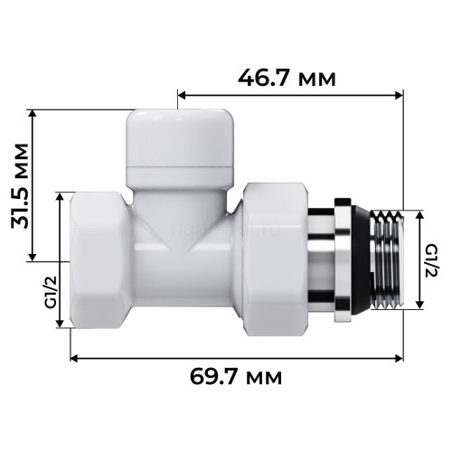 Набор термостатический прямой Royal Thermo Design 1/2" М30х1,5 (Белый)