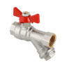 Кран шаровой VALTEC COMBI 1/2" ВР/ВР, с фильтром, бабочка (VT.293.N.04)