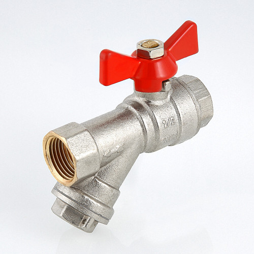Кран шаровой VALTEC COMBI 1/2" ВР/ВР, с фильтром, бабочка (VT.293.N.04)