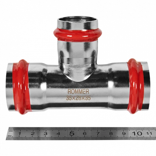 Тройник переходной ROMMER ВПр 35 x 28 x 35 мм из нержавеющей стали, RSS-0014-352835