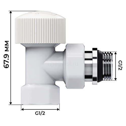 Набор термостатический угловой Royal Thermo Design 1/2" М30х1,5 (Белый)