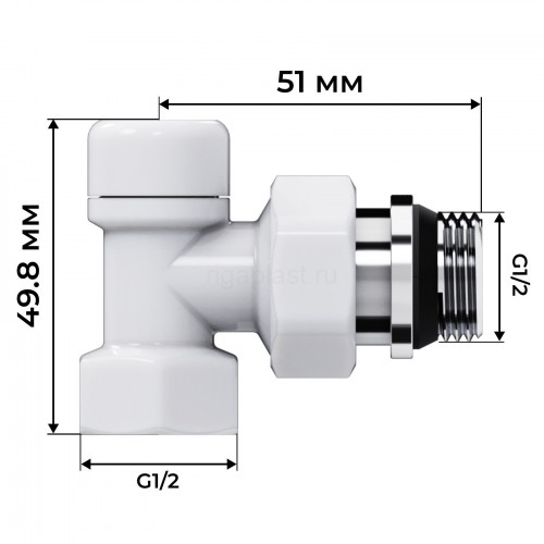 Набор термостатический угловой Royal Thermo Design 1/2" М30х1,5 (Белый)