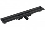 Душевой лоток AlcaPlast APZ101BLACK-550 без решетки в пол около стены, выпуск боковой