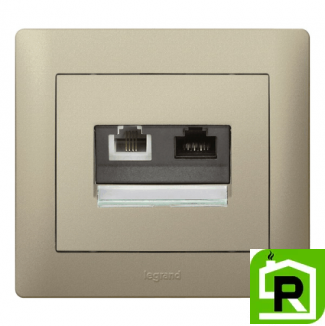 Розетка телефон+ПК RJ11+RJ45 CAT5 Legrand Galea Life - титан