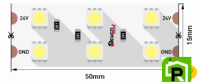 Лента светодиодная LUX, 5050, 120 LED/м, 28,8 Вт/м, 24В, IP33, Теплый белый (3000K)
