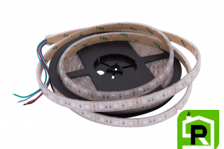 Лента со скотчем 3М светодиодная стандарт 5050, 60 LED/м, 14,4 Вт/м, 12В , IP68, Цвет: RGB