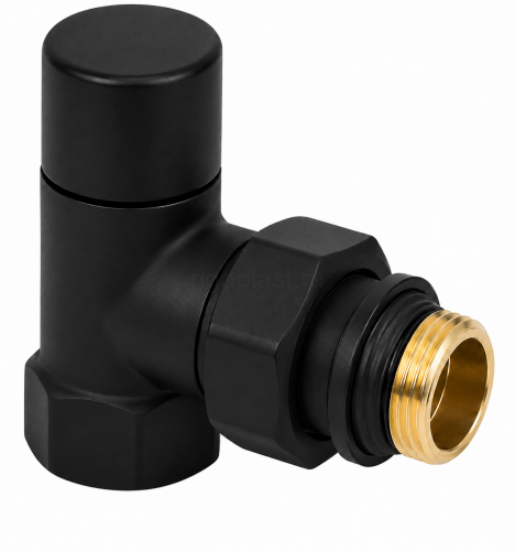 Клапан радиаторный запорный угловой Zeissler 1/2", ZSv.213.02B, черный