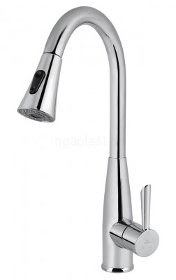 Смеситель для кухни Merkur Chrome с выдвижной лейкой KAISER 26144