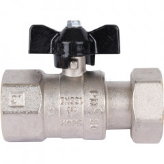 Кран шаровой STOUT с накидной гайкой, 1"×1", ВР, ручка «бабочка», SVB-0009-000025