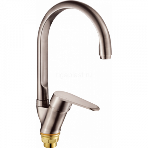 Смеситель для кухни HANSEN H53123 (53023-G), с высоким изливом, сатин