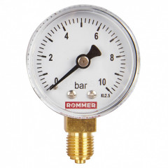 Манометр радиальный 50 мм, 10 бар, 1/4" ROMMER