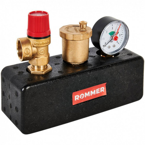 Группа безопасности котла 3 бар, 1" до 50 кВт, в теплоизоляции ROMMER