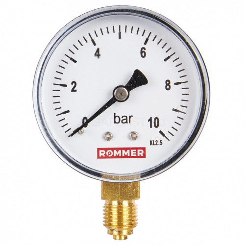 Манометр радиальный 63 мм, 10 бар, 1/4" ROMMER