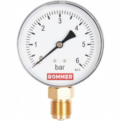 Манометр радиальный 80 мм, 6 бар, 1/2" ROMMER