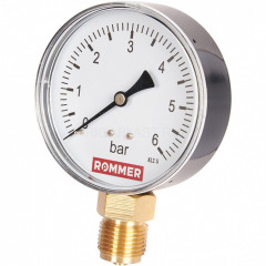 Манометр радиальный 80 мм, 6 бар, 1/2" ROMMER