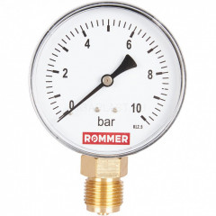 Манометр радиальный 80 мм, 10 бар, 1/2" ROMMER
