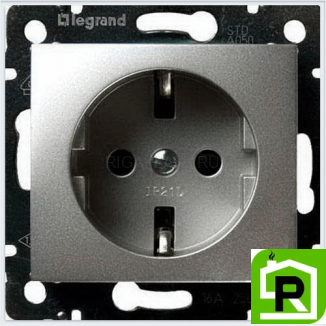 Розетка Legrand Valena с заземлением (алюминий) 770120