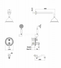 Душевая система GANZER GZ77065-E, скрытый монтаж, золото
