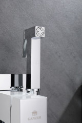 Смеситель с гигиеническим душем GANZER GZ44157-F, скрытый монтаж, белый