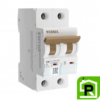 Автомат Werkel 2P 16 A C 4,5 кА W902P164
