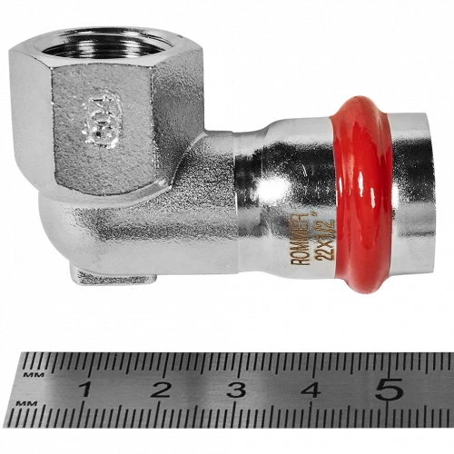 Угольник-переходник ROMMER ВР 22 мм x 1/2" из нержавеющей стали, RSS-0009-002212