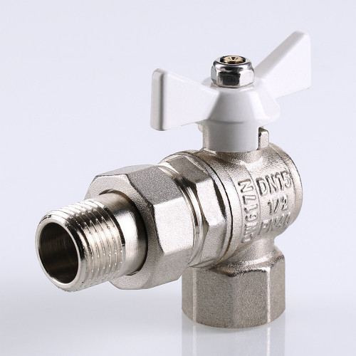 Кран шаровой VALTEC BASE угловой с полусгоном и белой ручкой 1/2" VT.228.NW.04