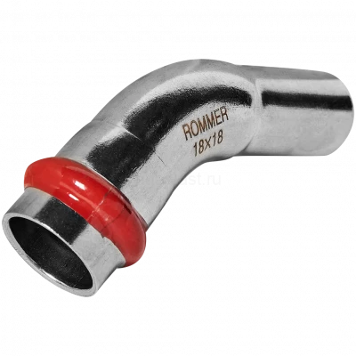 Угольник однораструбный ROMMER 45° НПр 18 мм из нержавеющей стали, RSS-0004-000018