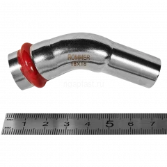 Угольник однораструбный ROMMER 45° НПр 18 мм из нержавеющей стали, RSS-0004-000018