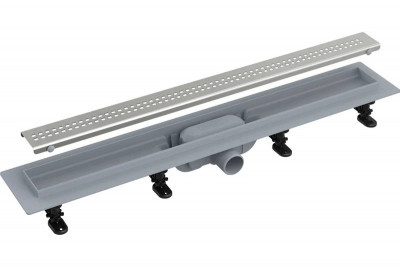 Душевой лоток AlcaPlast APZ9-Simple AG100201650 (APZ9-650M) с решеткой и опорами, в пол около стены, выпуск боковой