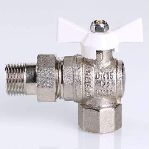 Кран шаровой VALTEC BASE угловой с полусгоном и белой ручкой 3/4" VT.228.NW.05
