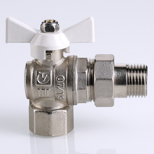 Кран шаровой VALTEC BASE угловой с полусгоном и белой ручкой 3/4" VT.228.NW.05