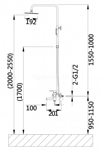 Душевая система HANSEN HN33032-F, с тропическим душем, белый