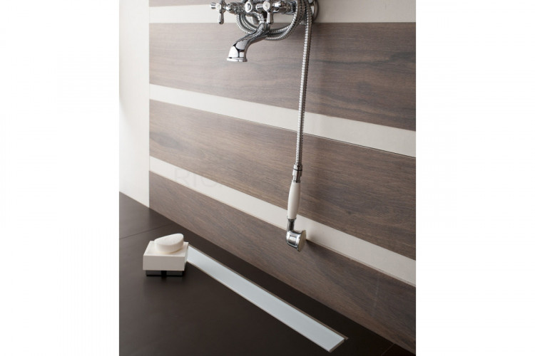 Душевой лоток Pestan Confluo Frameless Line 850 white glass белый, хром, в пол около стены