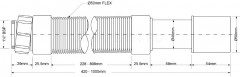 Труба гофрированная 460-1000 мм, 50 мм, вход 1 1/4", выход 40/50 мм McAlpine