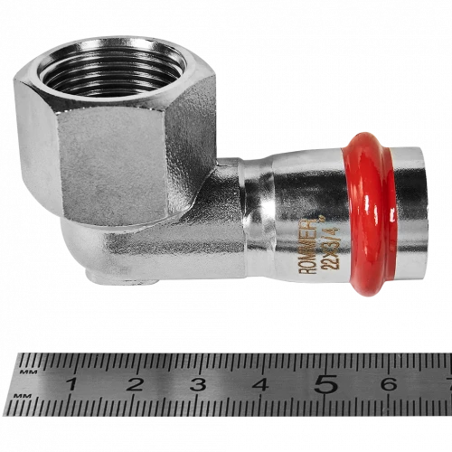 Угольник-переходник ROMMER ВР 22 мм x 3/4" из нержавеющей стали, RSS-0009-002234