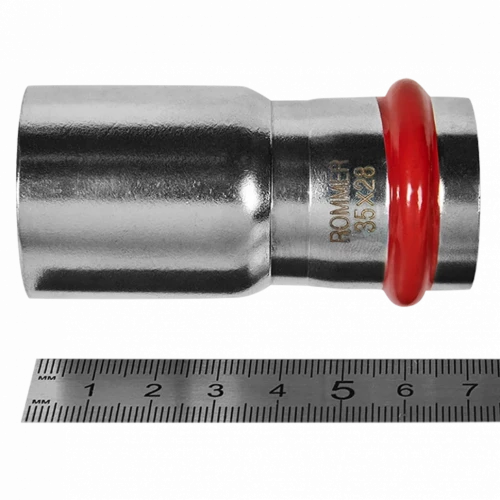 Муфта переходная ВПр-НПр 35х28 из стали нержавеющей, прессовой ROMMER