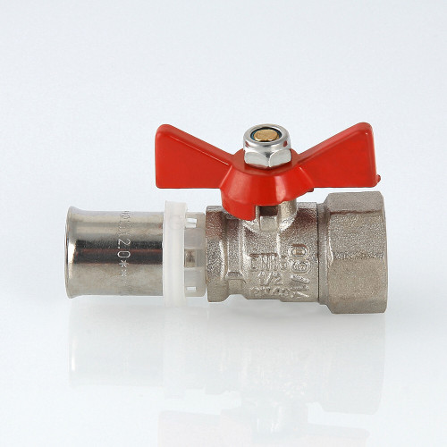 Кран шаровой VALTEC 16 × 1/2" ВР, с пресс-соединением, бабочка (VT.242.N.1604)