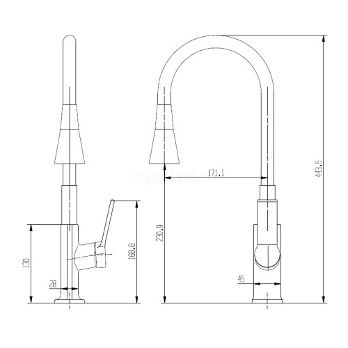 Смеситель для кухни ViEiR V243524-C, с гибким изливом, черный