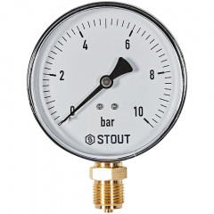 Манометр радиальный Dn 100 мм 1/2", 0-10 бар STOUT