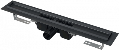 Водоотводящий желоб APZ1BLACK 1450 мм с порогами для решетки, черный матовый Alcaplast