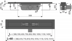 Душевой лоток Alcaplast APZ1BLACK 1450 мм, без решётки, черный матовый, APZ1BLACK-1450