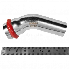 Угольник однораструбный ROMMER 45° НПр 22 мм из нержавеющей стали, RSS-0004-000022
