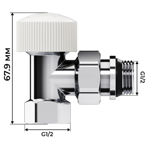 Набор термостатический угловой Royal Thermo Design 1/2" М30х1,5 (Хром)