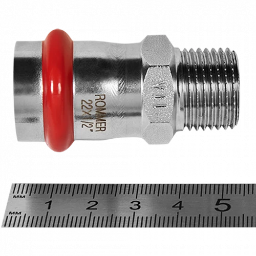 Переходник ROMMER НР 22 мм x 1/2" из нержавеющей стали, RSS-0021-002212