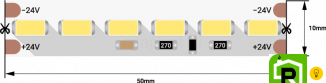 Лента светодиодная LUX, 5730, 120 LED/м, 26,8 Вт/м, 24В, IP33, Холодный белый (6000K)