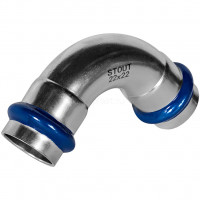 Угольник 90° STOUT ВПр-ВПр, 22 мм, из нержавеющей стали, SSS-2003-000022