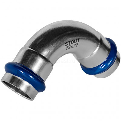 Угольник 90° STOUT ВПр-ВПр, 22 мм, из нержавеющей стали, SSS-2003-000022