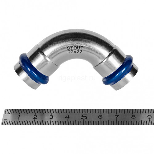 Угольник 90° STOUT ВПр-ВПр, 22 мм, из нержавеющей стали, SSS-2003-000022