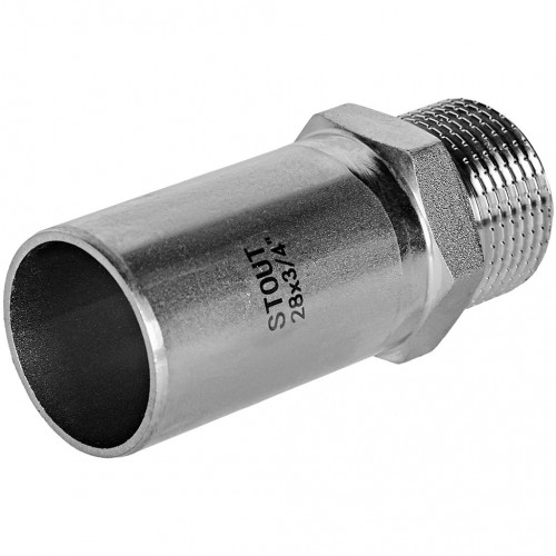 Вставка переходная STOUT НПр-НР, 28 мм x 3/4 дюйма, из нержавеющей стали, SSS-2024-002834